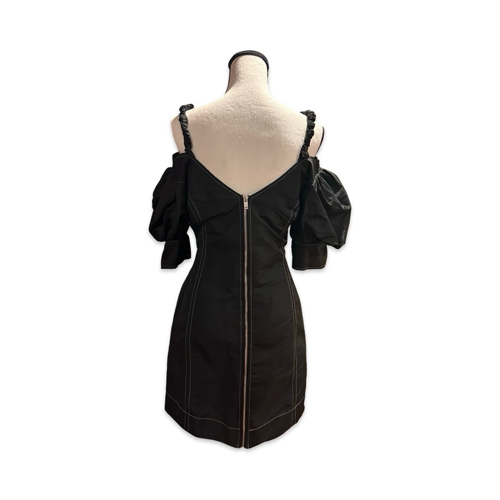 GANNI black Cold Shoulder recycled Tafetta Mini dress - worn twice